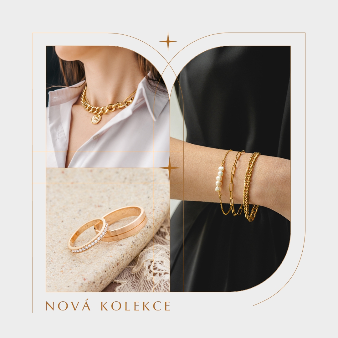 Nová kolekce šperků brown photographic,minimal,collage,line,frame,classic