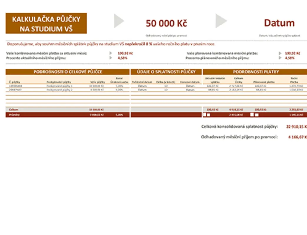 Kalkulačka půjčky na VŠ studia green modern-simple