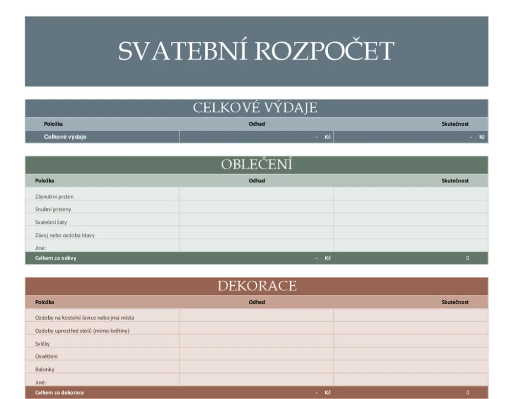 Plánovač svatebního rozpočtu modern simple