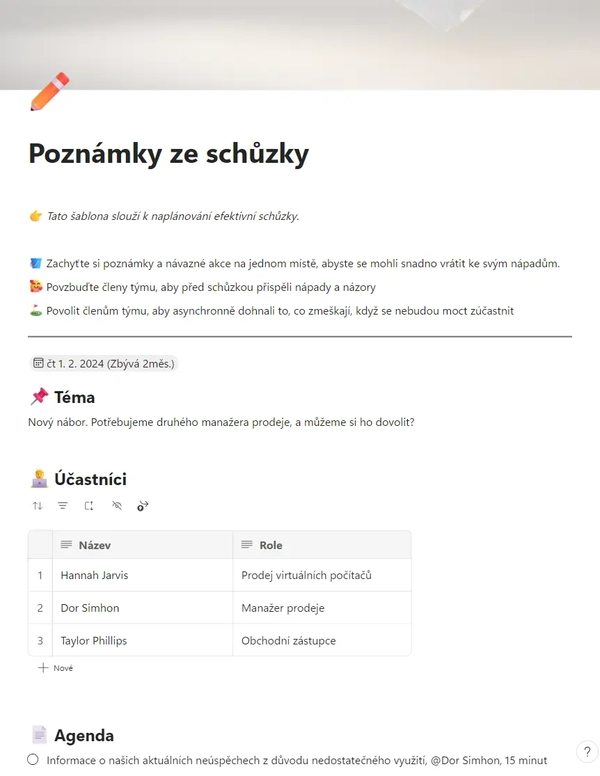 Poznámky ze schůzky