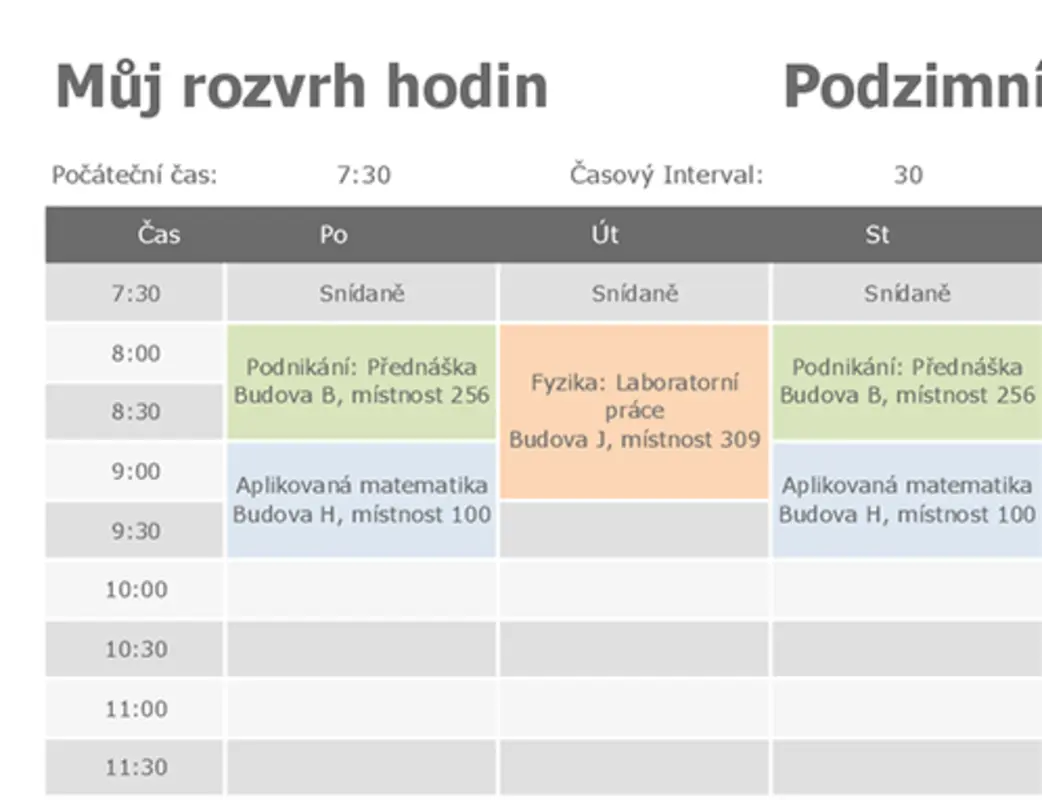 Rozvrh hodin blue modern geometric