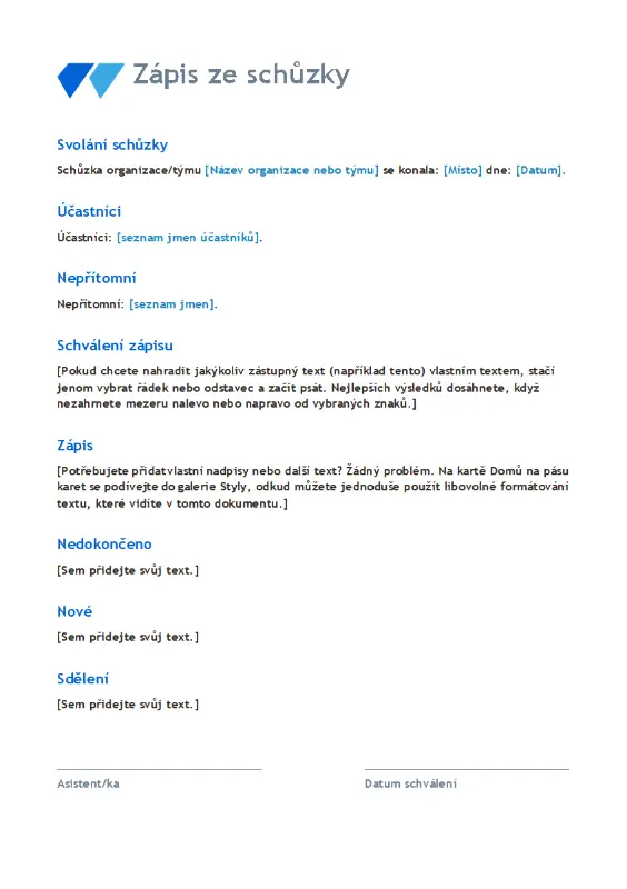 Zápis ze schůzky blue modern simple