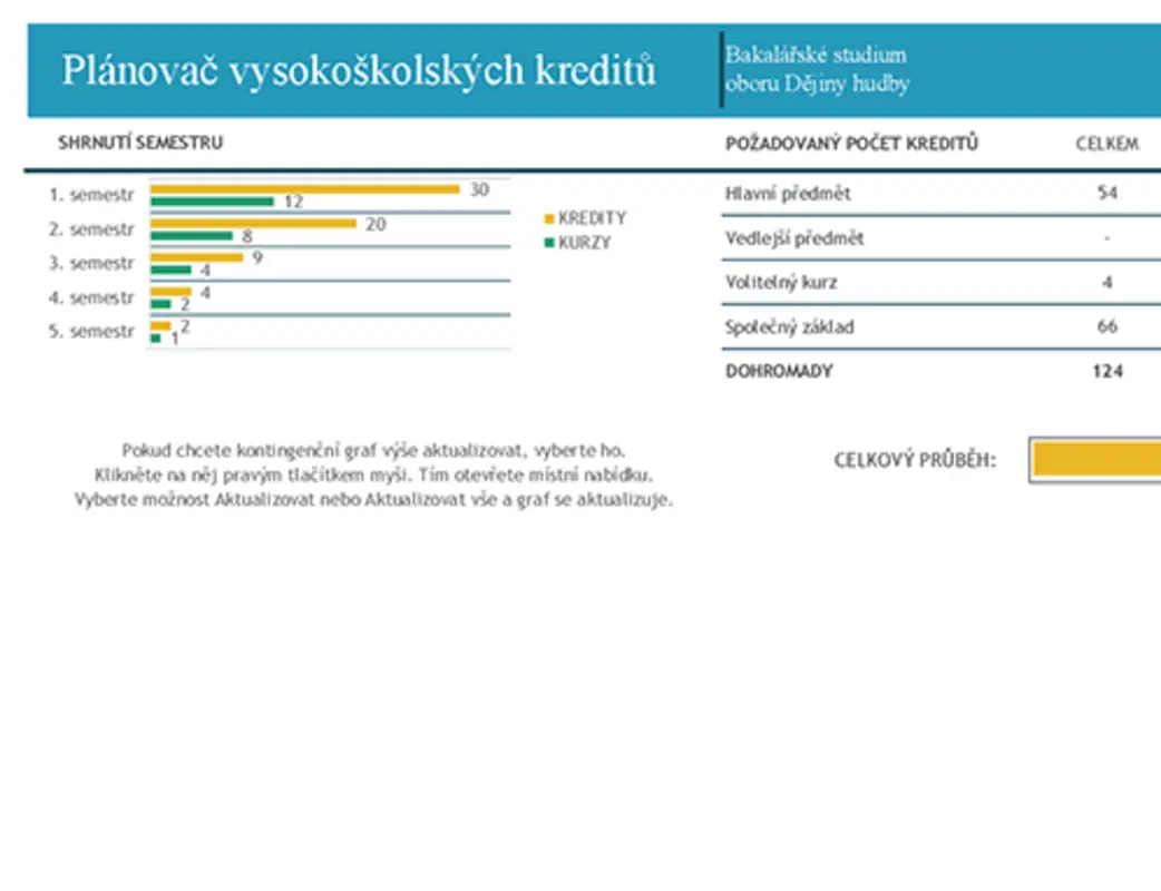 Plánovač vysokoškolských kreditů blue modern-simple