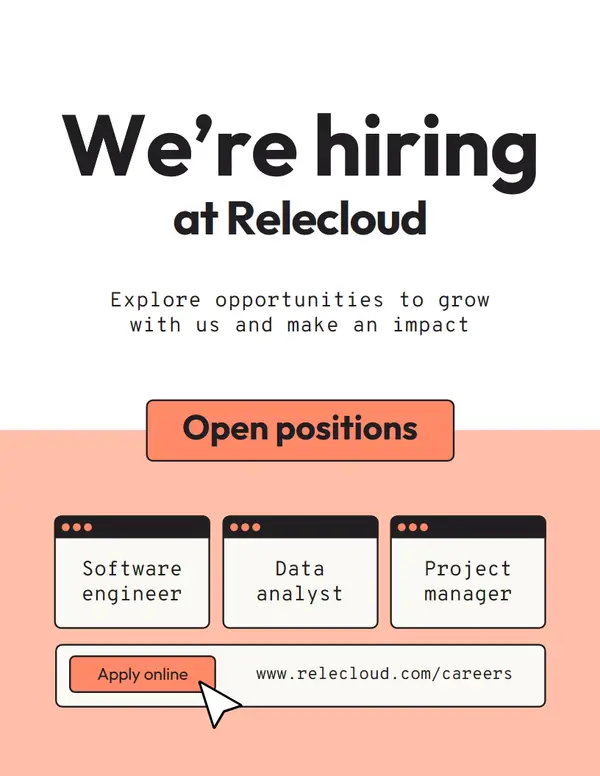 Simple modern hiring flyer Pink modern, simple, outlined, digital