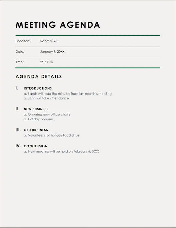Classic meeting agenda gray modern simple