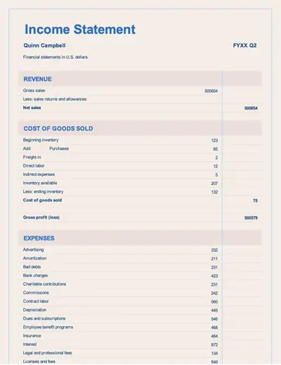Income statement 1 year pink modern simple