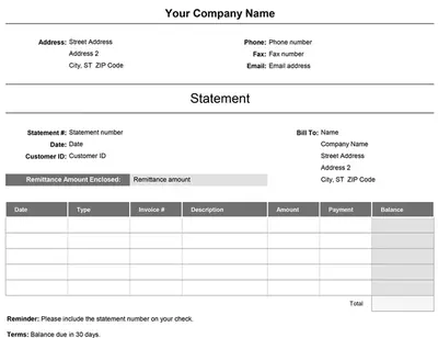 Billing statement (Simple) gray modern simple