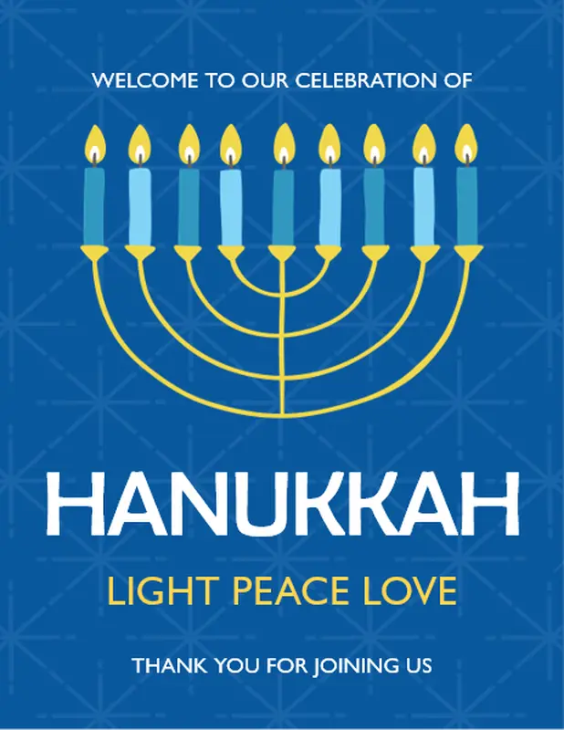 Hanukkah party printables blue whimsical color block