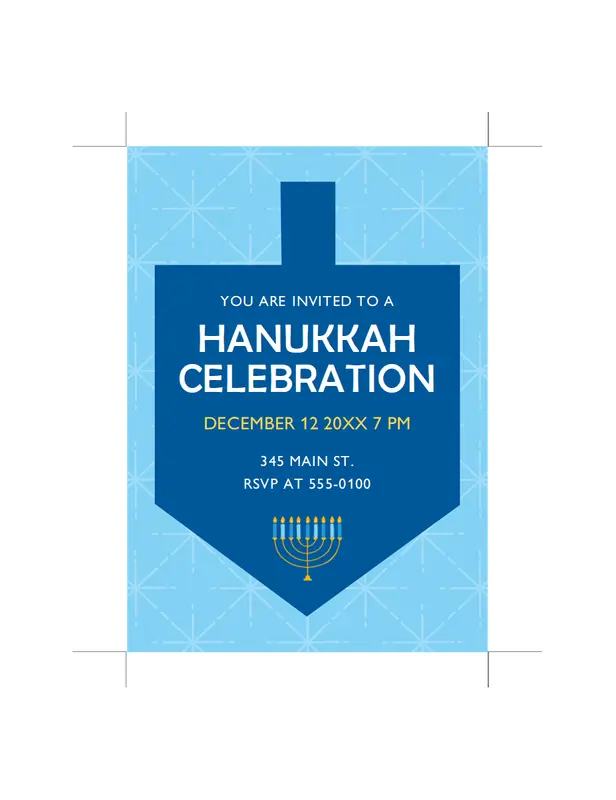 Hanukkah invitation blue modern-simple