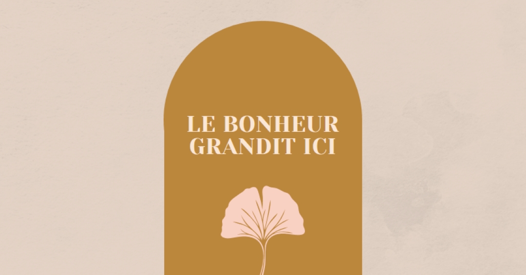 Le bonheur grandit ici gray organic-boho