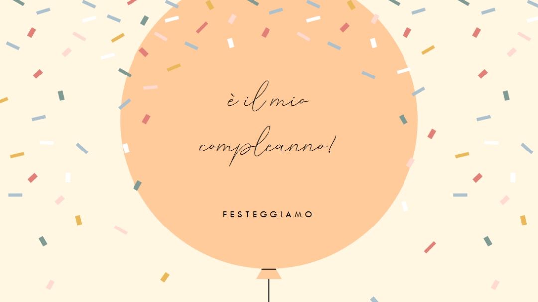Festeggiamo il mio compleanno yellow whimsical-line