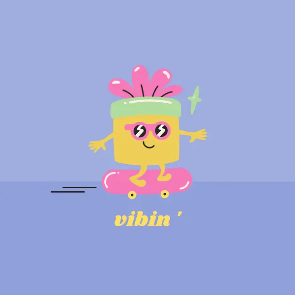 Solo vibin' blue retro,groovy,skate,quirky,fun,offbeat