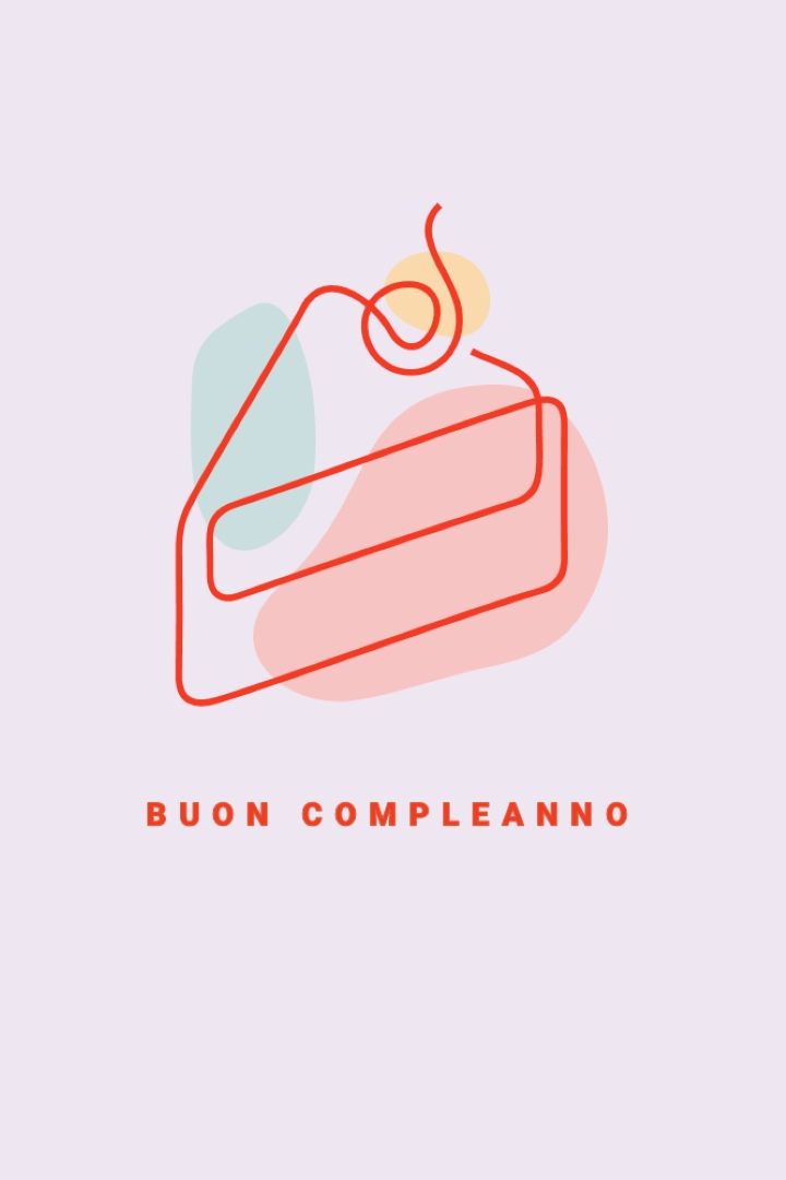 Una fetta di buon compleanno purple whimsical-line