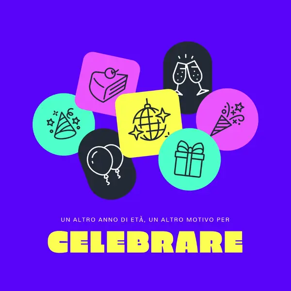 Ecco un altro compleanno! blue bold,bright,geometric