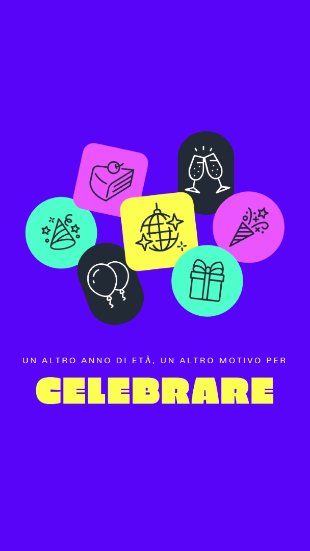 Ecco un altro compleanno! blue bold,bright,geometric