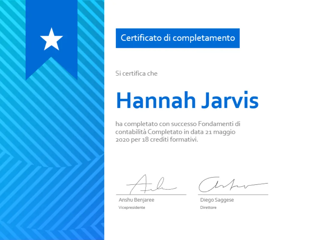 Certificato di completamento blue modern-geometric