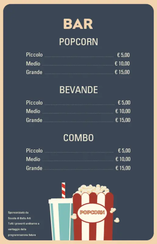 Poster del bar per una serata cinema blue modern-simple