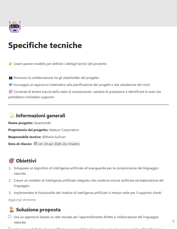 Specifiche tecniche