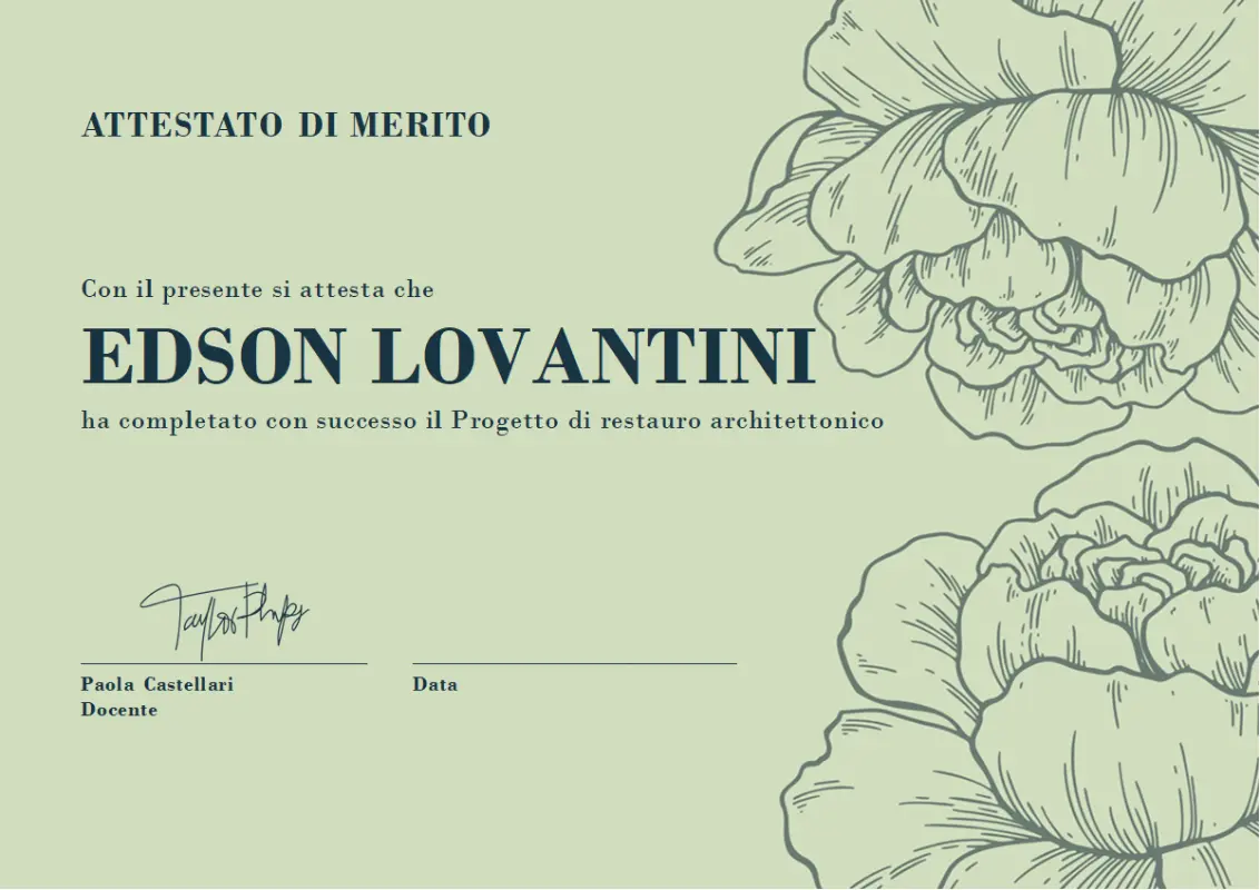 Attestato di merito green vintage-botanical