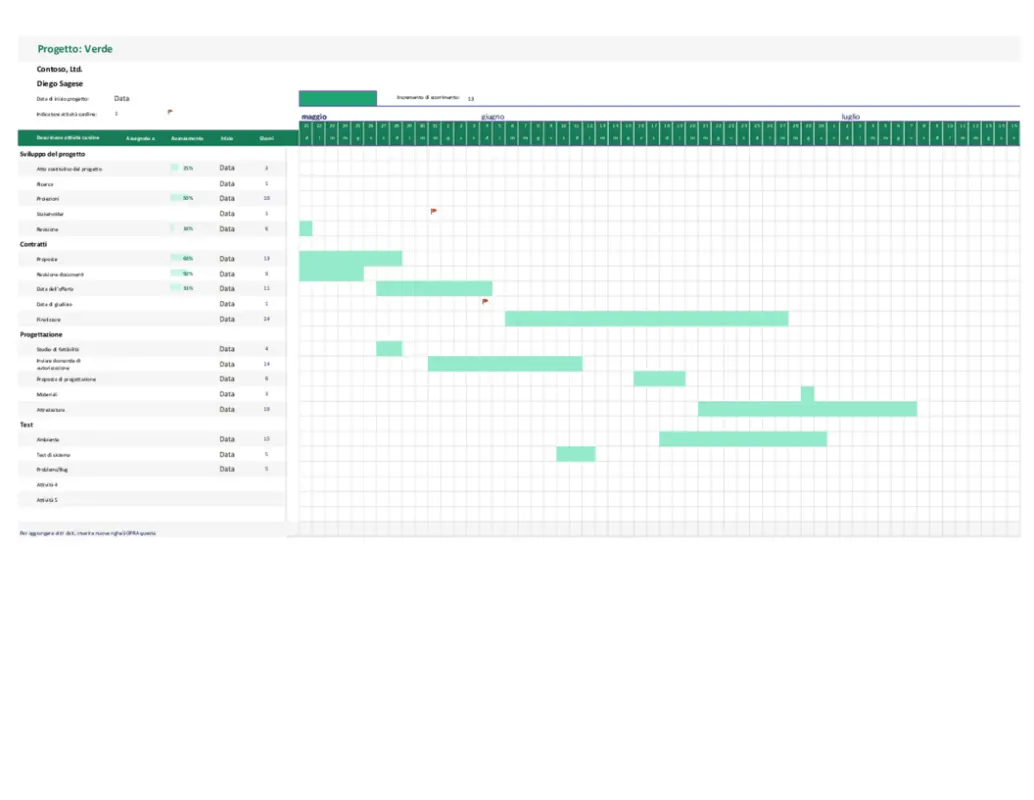 Diagramma di Gantt per il monitoraggio delle date modern simple