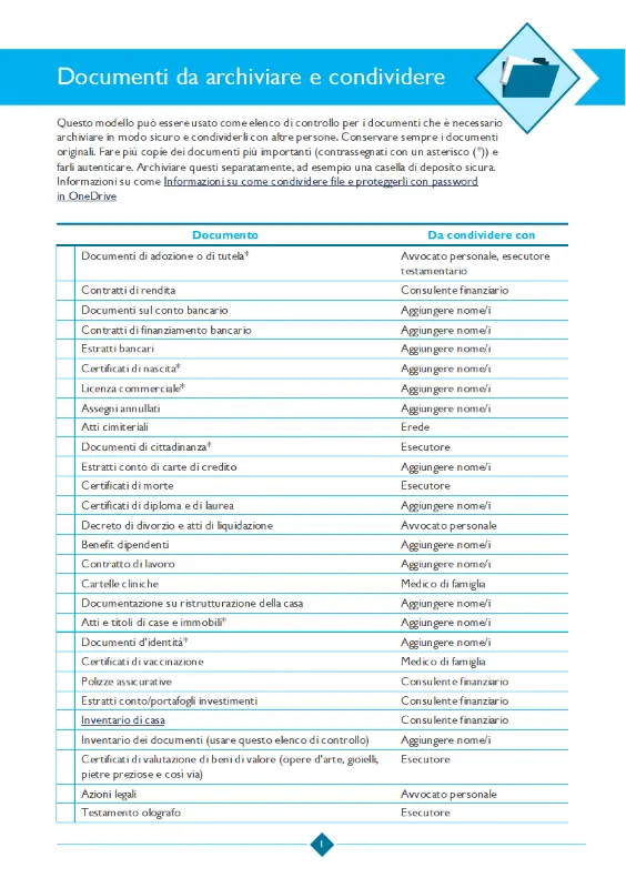 Elenco di controllo per documenti da archiviare e condividere blue modern simple