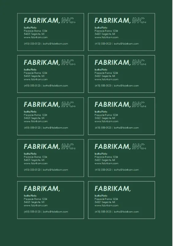 Biglietti da visita con logo in grassetto (10 per pagina) green modern bold