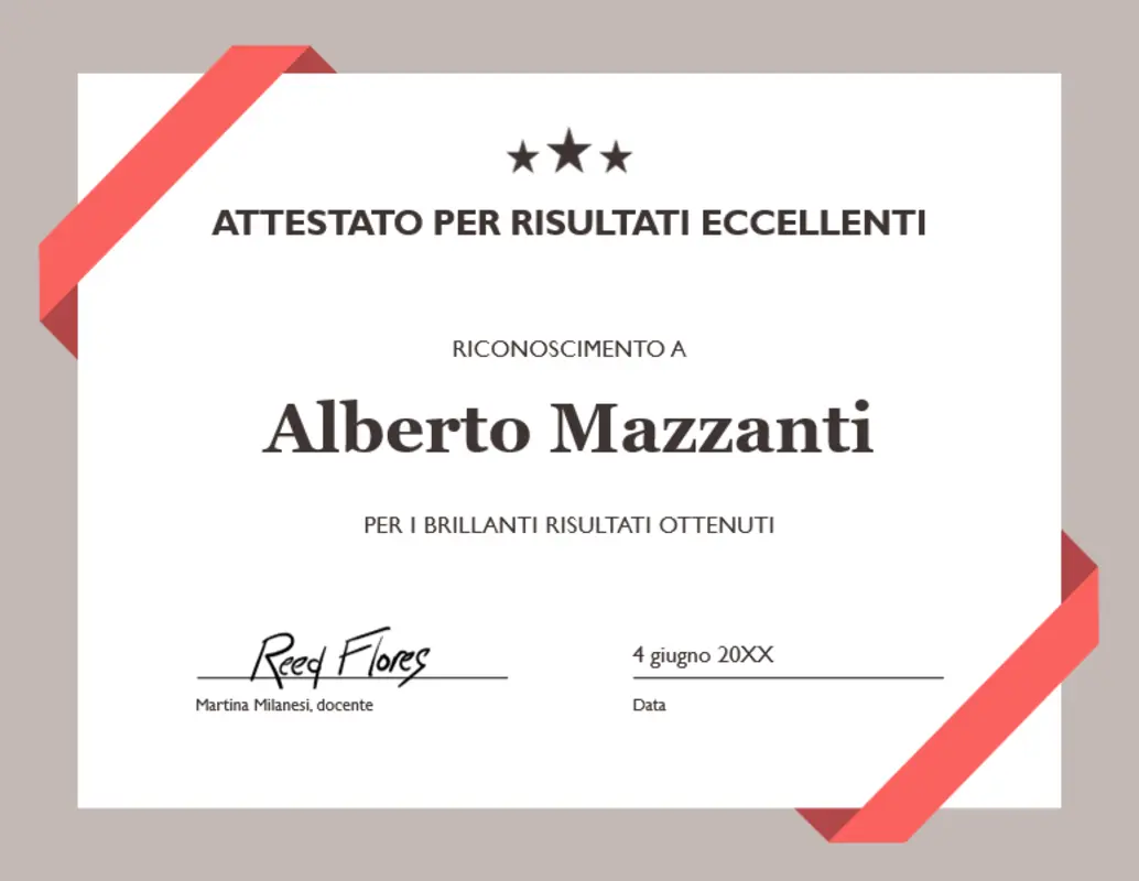 Attestato per risultati eccellenti blue modern simple