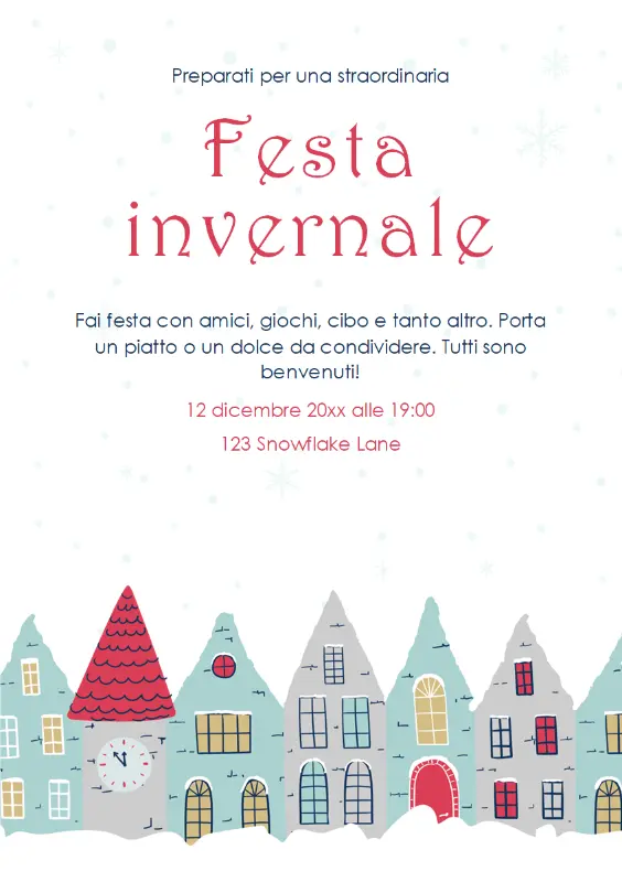 Volantino Festa d'inverno blue whimsical-color-block