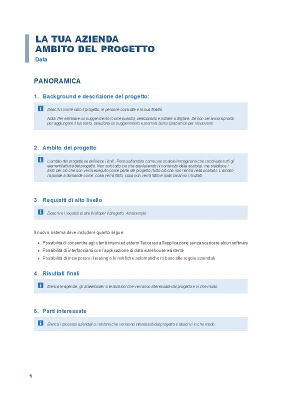 Obiettivi del progetto blue modern simple