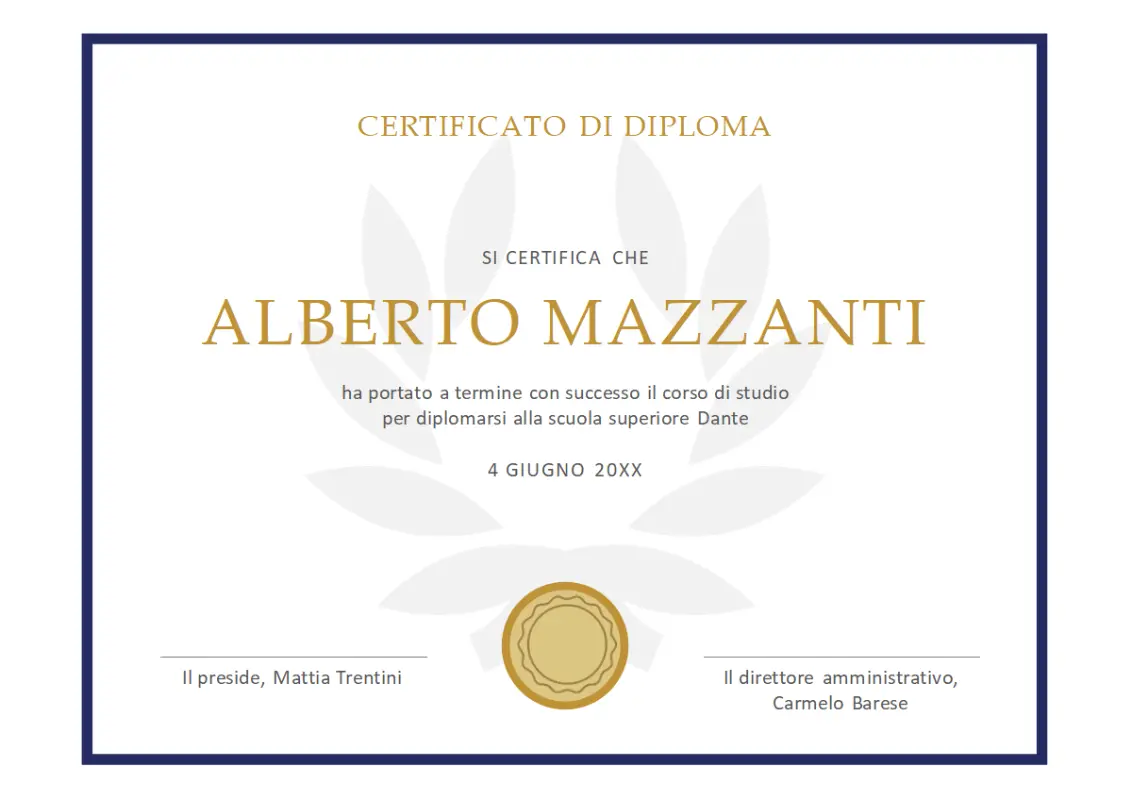 Certificato di diploma yellow modern simple