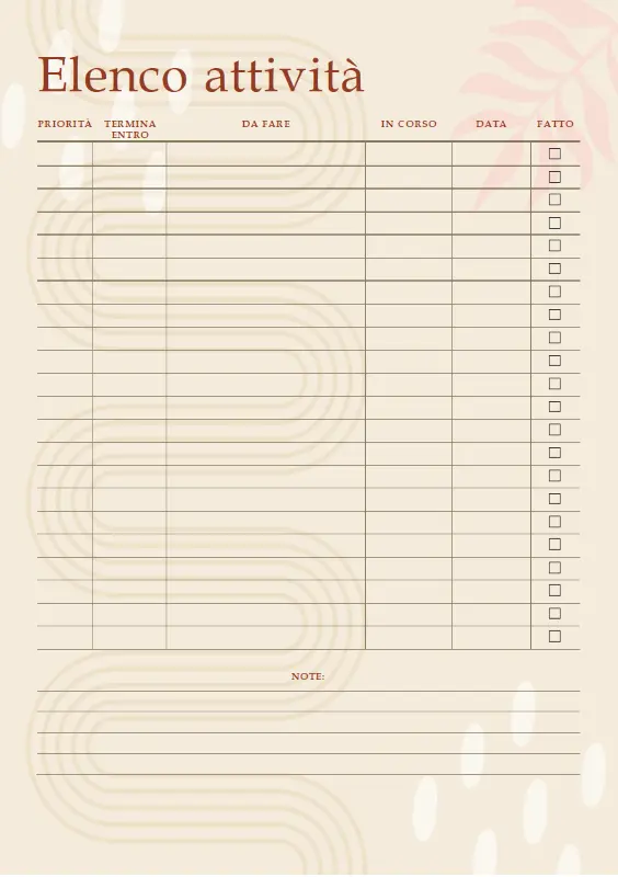 Elenco attività (documento) brown organic simple