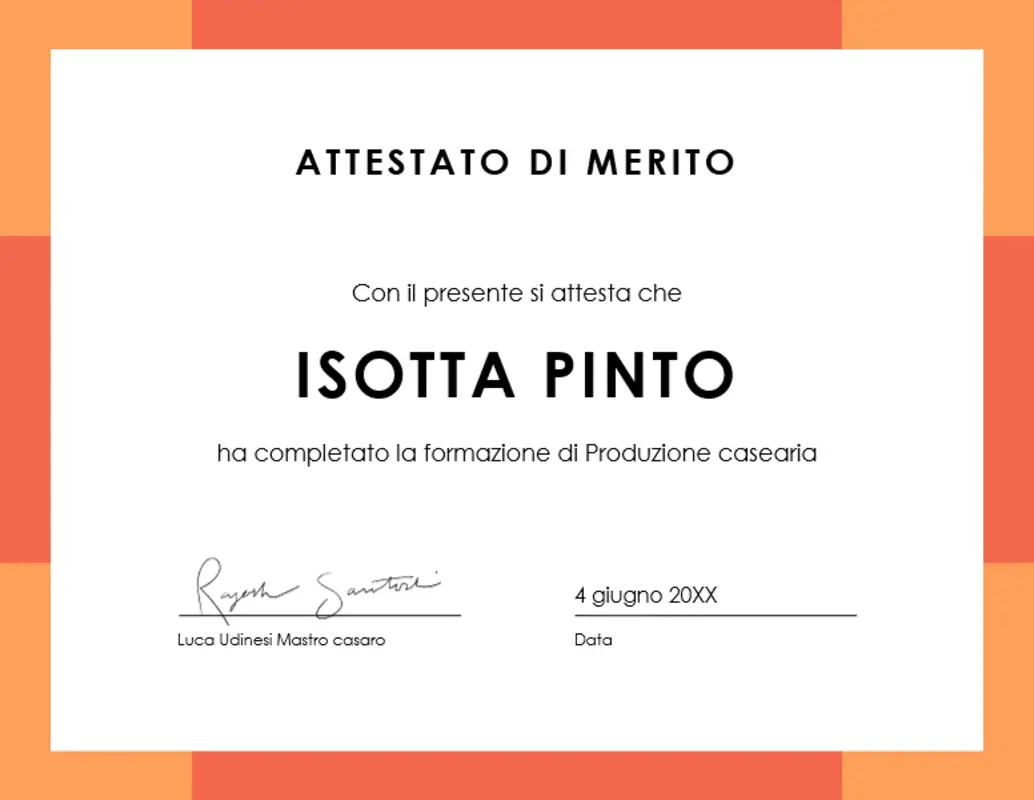 Attestato di merito con cornice colorata orange modern-color-block