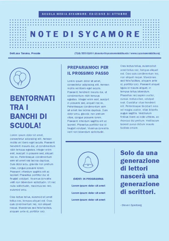Newsletter per il ritorno a scuola blue modern-geometric