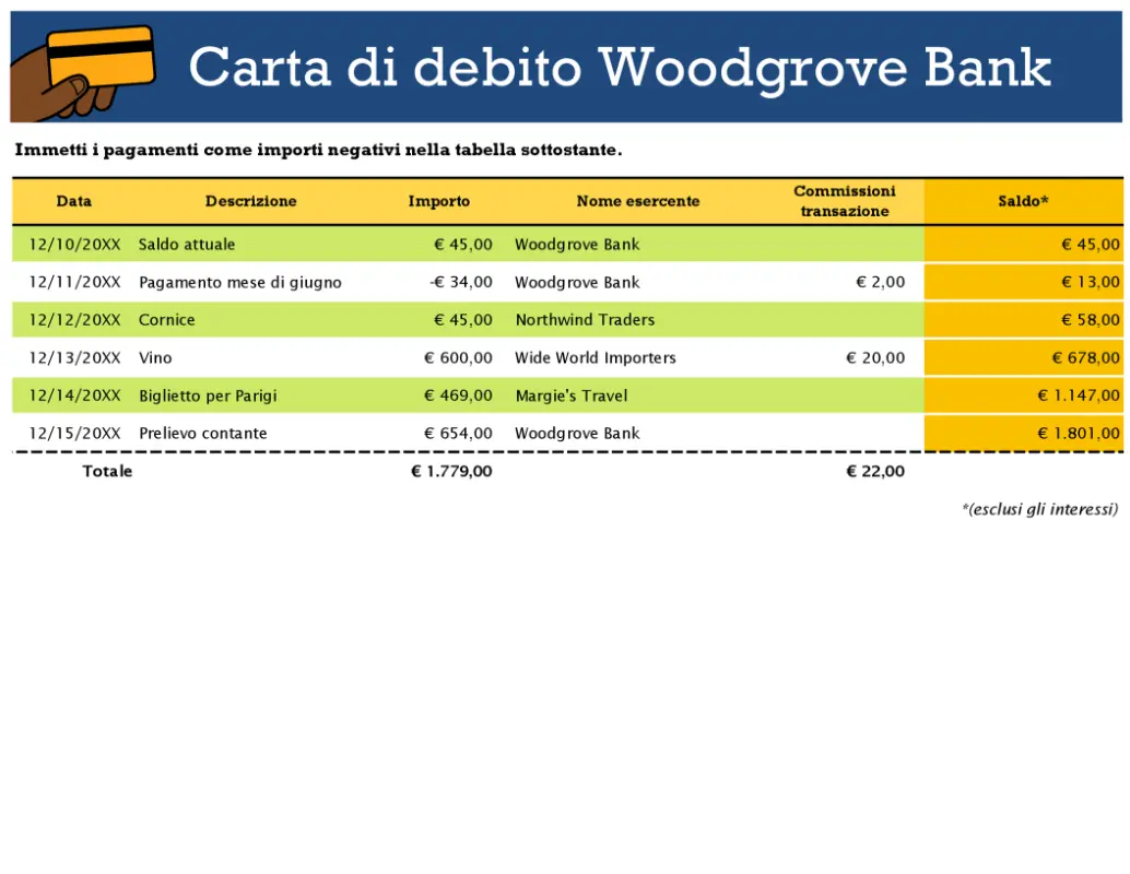 Registro carta di credito orange modern simple