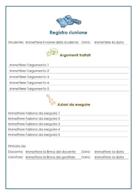 Registro di riunione docenti-genitori yellow modern simple