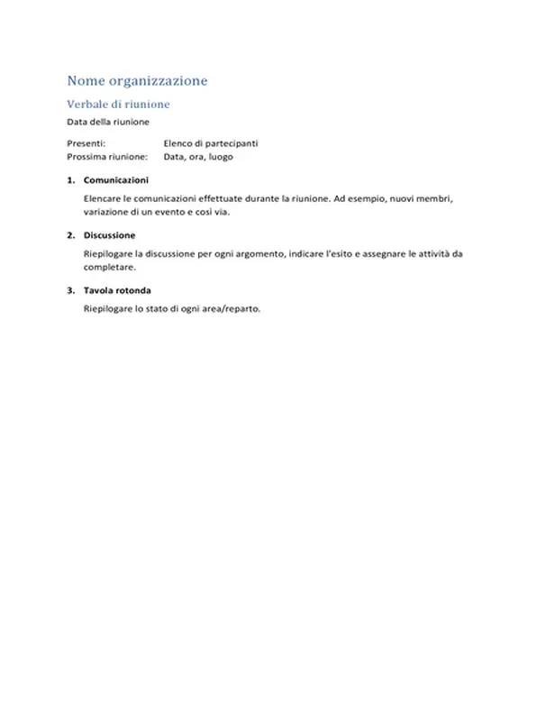Verbale di riunione (modulo breve)
