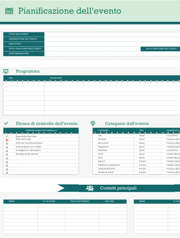 Agenda e organizzatore di eventi green modern-simple