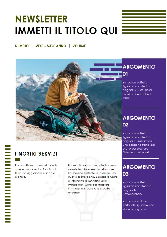 Newsletter di viaggio purple modern-geometric