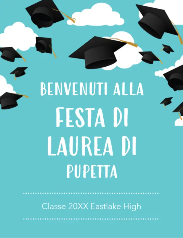 Materiali stampabili per una festa di laurea blue whimsical color block