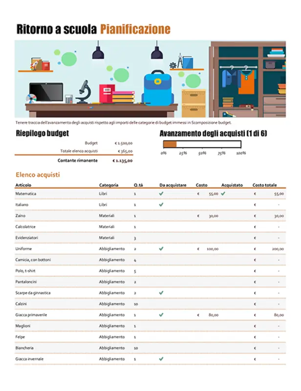 Planner per il ritorno a scuola o all'istituto di istruzione modern simple