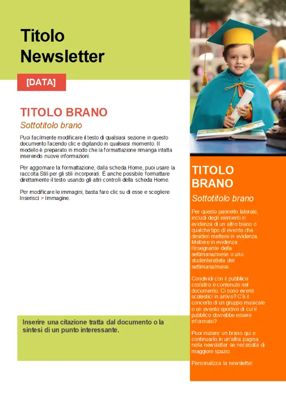 Newsletter scolastica orange modern-color-block