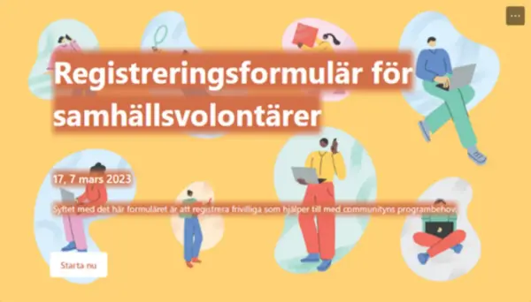 Registreringsformulär för samhällsvolontärer yellow