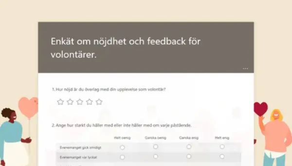 Enkät om nöjdhet och feedback för volontärer. yellow